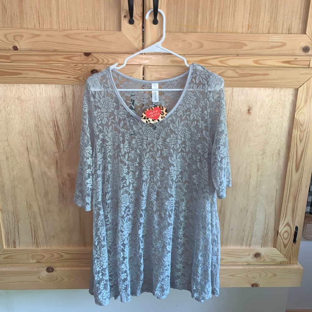 Tee for the soul NWT lace sheer tunic dress bathing swim coverup size M